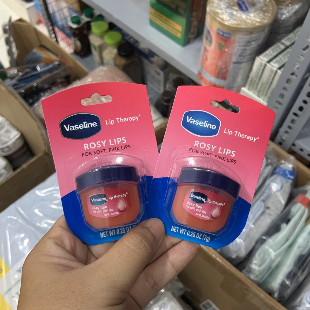 Set 2 lọ dưỡng môi Vaselin Lip Therapy Rosy Lips 100% không chì giúp môi được nuôi dưỡng căng mọng - EDS Hàng Mỹ