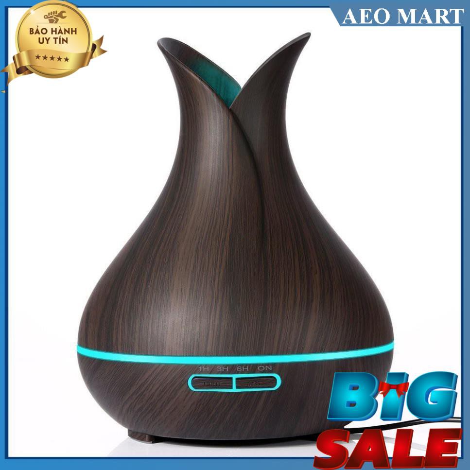 Máy Xông Tinh Dầu Phun Sương Hình Búp Sen 400ml - Tự Ngắt Khi Hết Nước - Đèn LED 7 Màu - Bảo Hành LỖI 1 ĐỔI 1