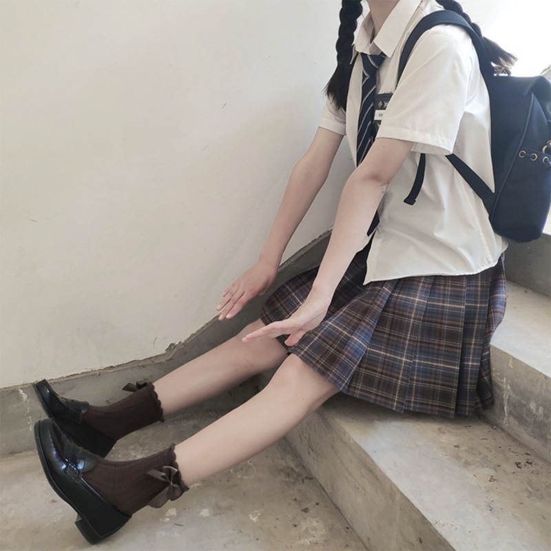 Xiangbao Vớ Cotton Dệt Kim Cổ Cao Vừa Kẻ Sọc Phối Nơ Phong Cách Lolita Nhật Bản Ngọt Ngào Cho Nữ