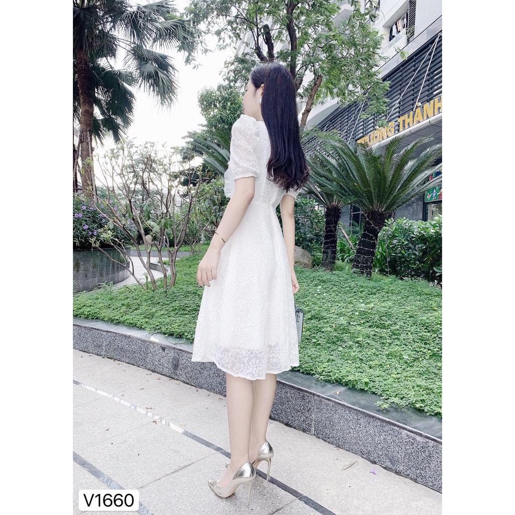 [VÁY ĐI TIỆC CƯỚI CAO CẤP] Váy ren trắng tay bồng | BigBuy360 - bigbuy360.vn