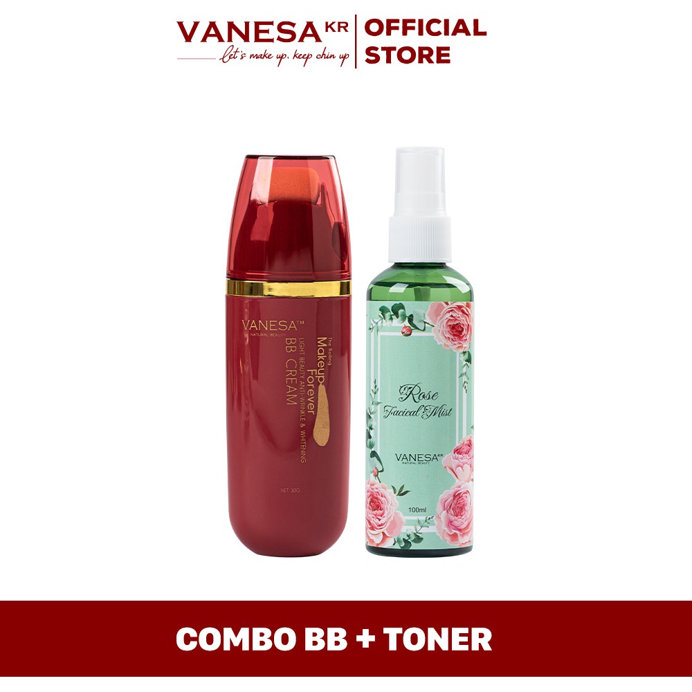 Combo Kem Nền BB Vanesa + Toner Xịt Khoáng 2in1