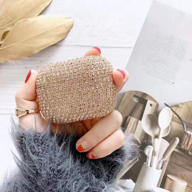 Case Airpod 1/2/Pro, đính đá, tai nghe bluetooth không dây, đính cườm sắc sảo,  3 màu lựa chọn | BigBuy360 - bigbuy360.vn