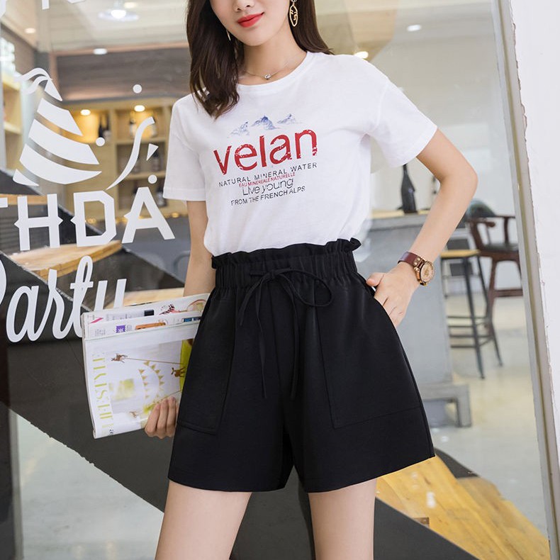 Quần Đùi Ống Rộng Nữ Lưng Thun Cao Tôn Dáng Vải Mềm Mịn Mát Style Hàn Quốc - B07