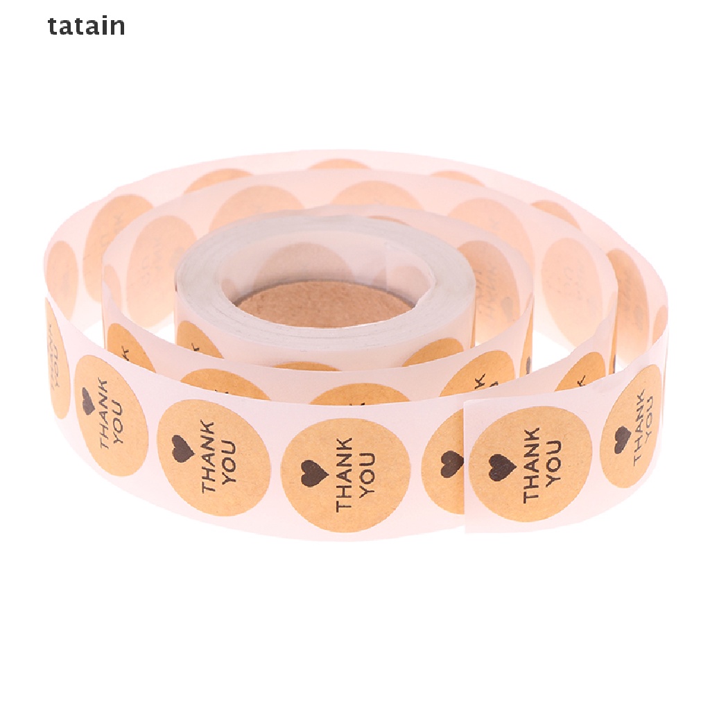 Set 500 nhãn dán họa tiết chữ thank you và trái tim để trang trí sổ tay thủ công CVX