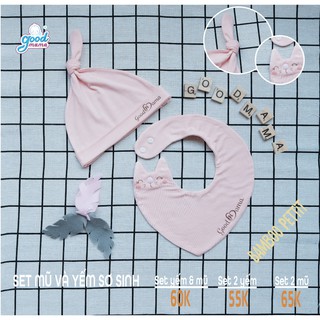 Sét yếm mũ sợi tre mỏng mùa hè Goodmama cho bé