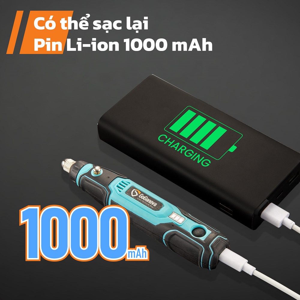Máy khoan đánh bóng HYDERSON mini 4V 72 phụ kiện 3 tốc độ tối đa 15000 vòng/ phút chống tắc nghẽn có chỉ báo công suất