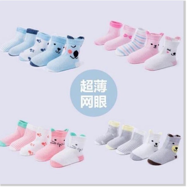 [ Xả kho - Freeship] Set 5 đôi tất lưới cổ cao cho bé