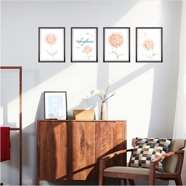 Decal trang trí tường4 khung Hoa sang trọng