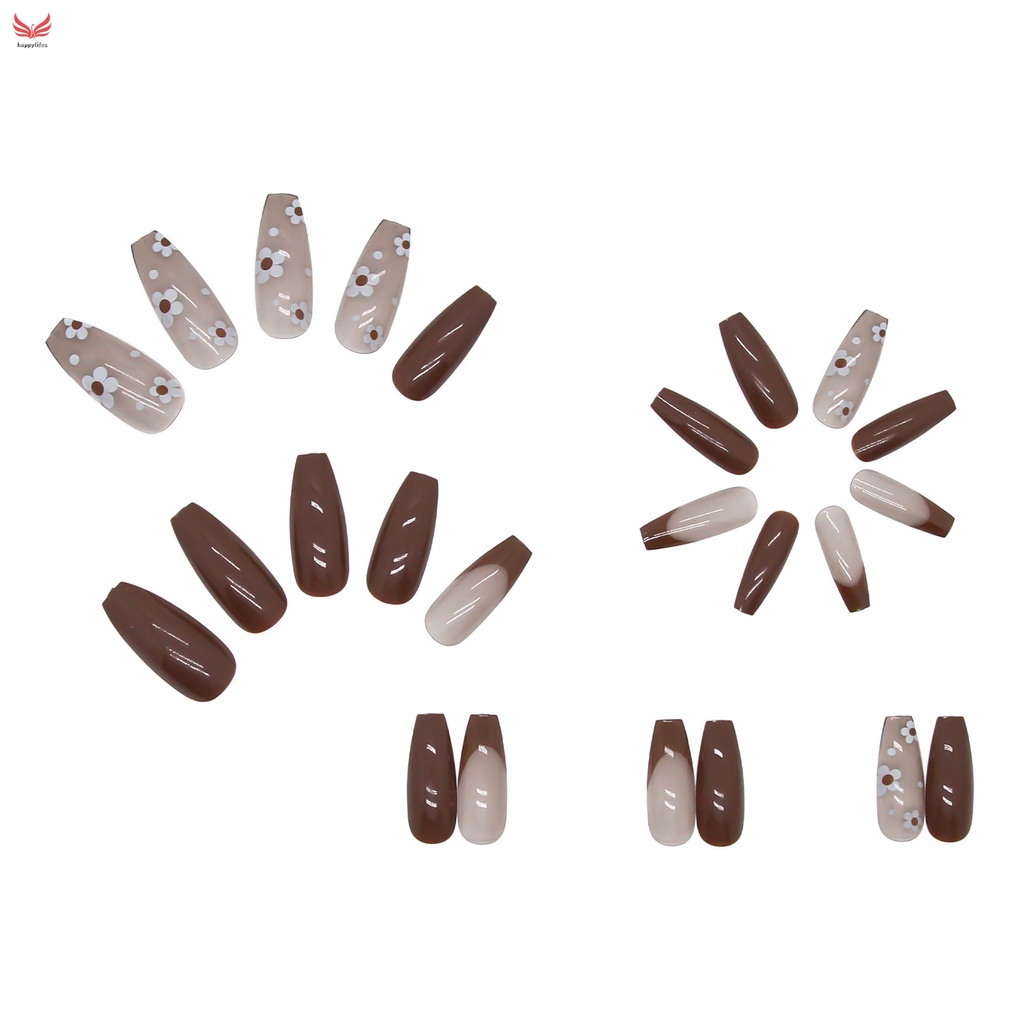 Bộ 24 móng giả loại dài kèm theo keo dán trang trí làm đẹp sành điệu cho nữ