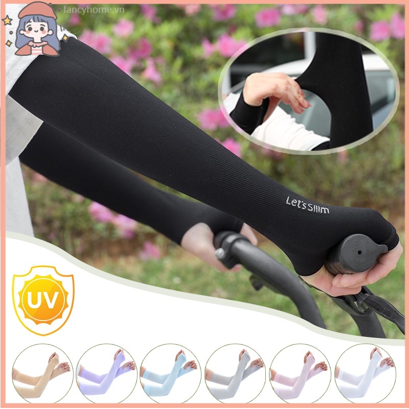 1 Đôi Găng Tay Chống Nắng Chống Tia UV Bằng Vải Lụa Lạnh Thoáng Khí Bảo Vệ Cánh Tay