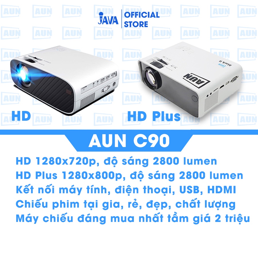 [TẶNG MÀN CHIẾU VÀ TÚI] Máy chiếu mini AUN C90PRO 2022 - Độ phân giải thực chuẩn HD - Độ sáng cao - Bảo hành 12 tháng