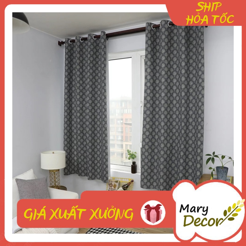 Rèm cửa sổ cao cấp giá rẻ, mẫu mới nhất hiện nay chống nắng tốt - họa tiết cây xám R-A06
