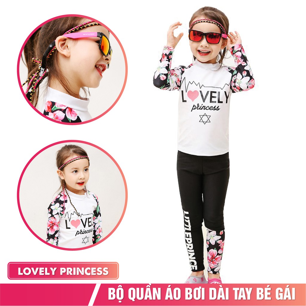 Đồ bơi bé gái mẫu Lovely Princess/Surf đồ bơi cho bé từ 1-12 tuổi mẫu dài tay chống nắng giữ nhiệt