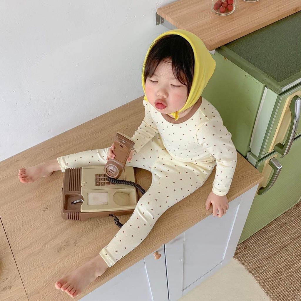 Bộ homewear mặc nhà, giữ nhiệt thu đông co giãn hoạ tiết dễ thương made in Korea cho bé thời trang trẻ em BABYKOREA