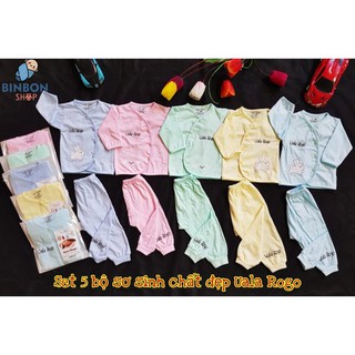 Bộ Dài Tay Sơ Sinh Vạt Chéo Uala Rogo Quần Đáp Đũng( Cotton Đẹp)