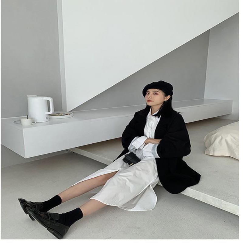 Áo khoác IELGY màu trơn dáng rộng thời trang dành cho nữ