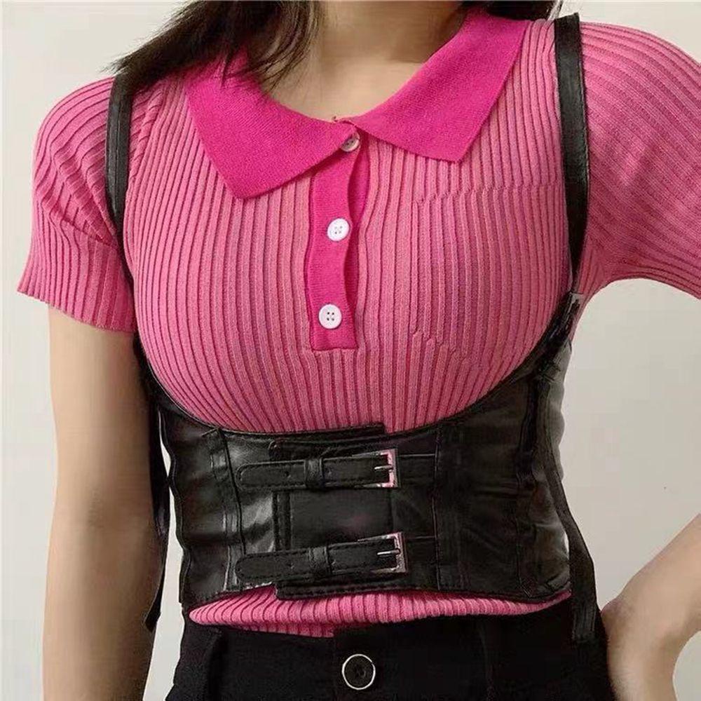 LILYES Thắt Lưng Bản Rộng Có Khóa Kim Loại Phong Cách Vintage Hàn Quốc