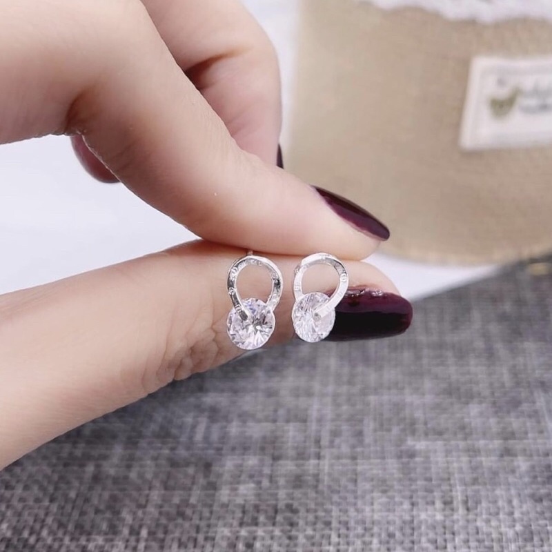 Bông nụ nhí đá nhỏ xinh cho bạn nữ- Bông tai bạc hot trend 2022