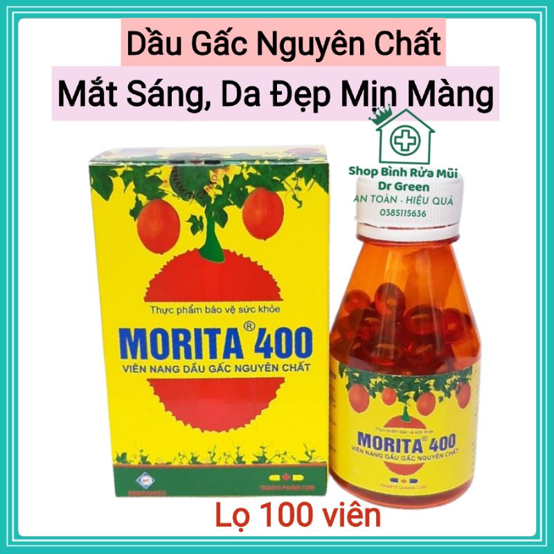 Viên uống dầu gấc Morita nguyên chất sáng mắt đẹp da hộp 100 viên