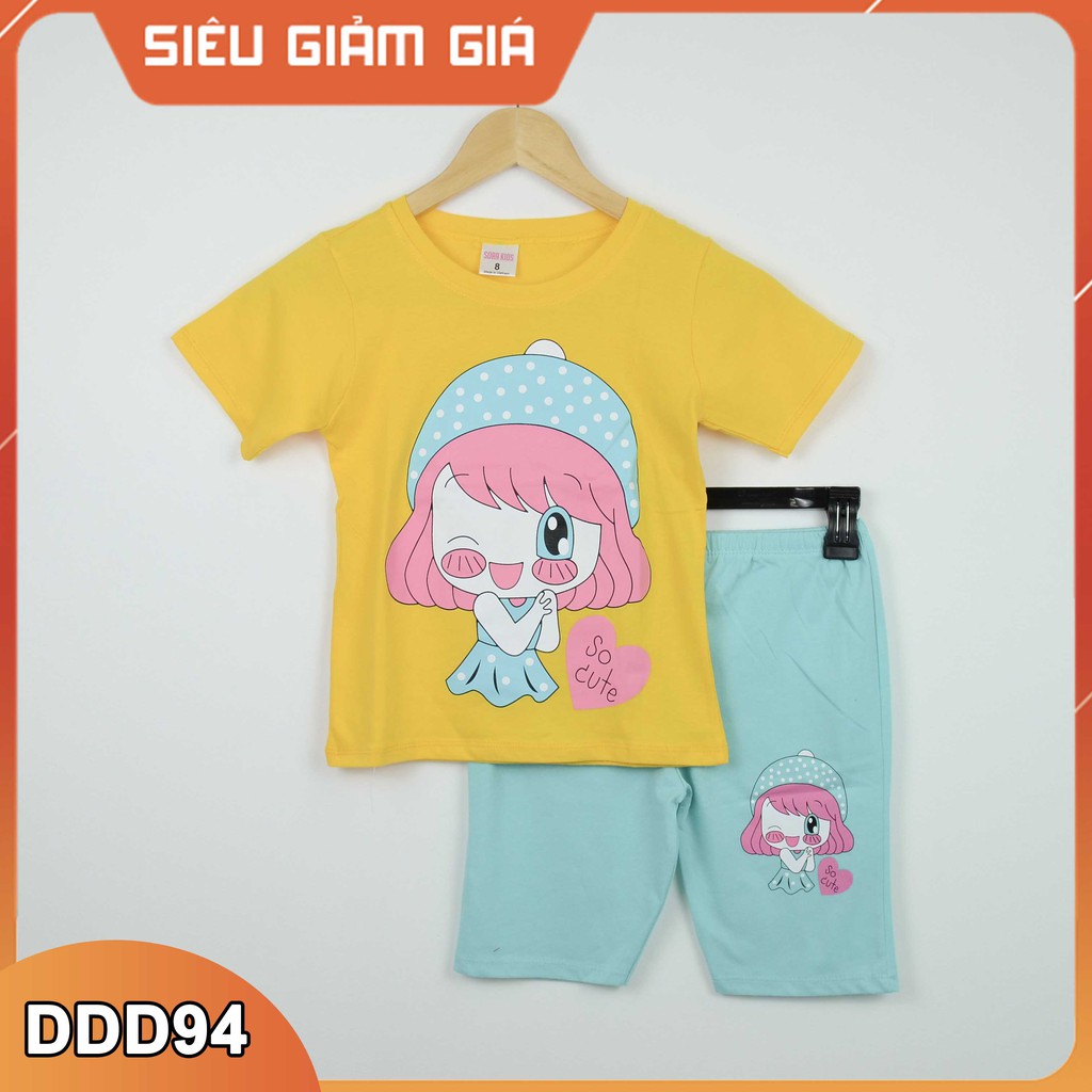 [ cotton 100% ] bộ lửng ngố in hình cô gái cho bé gái 2-10 tuổi Bộ quần áo trẻ em Sorakids chất  Size từ 9 kg - 40 kg