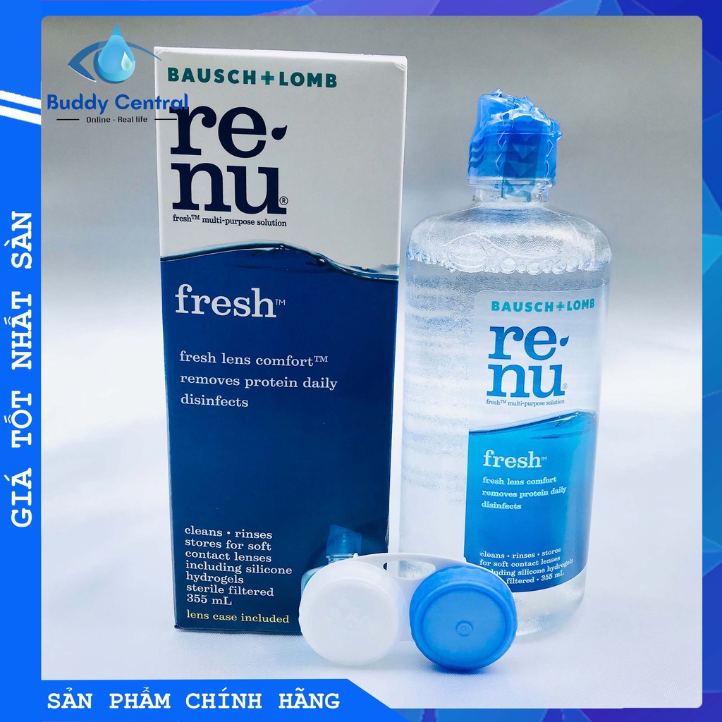 Combo 1 nước ngâm lens Renu 355ml &amp; 2 nước nhỏ mắt Renu 8ml - Bausch &amp; Lomb - USA