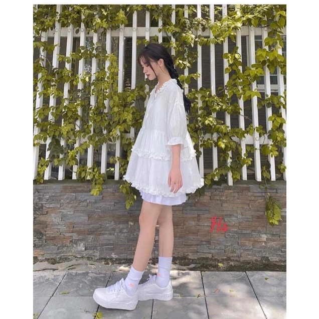 Sét áo voan đốm kèm lót trong HSU1