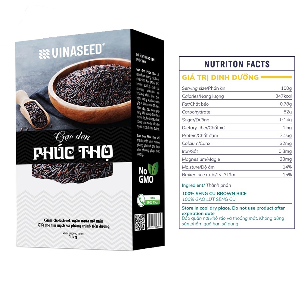 Gạo Lứt đen Phúc Thọ Vinaseed - Giá Sỉ, Date mới