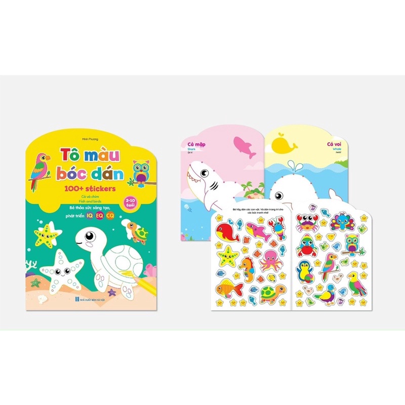 Sách - Combo 6 quyển Tô màu bóc dán 100+ stickers
