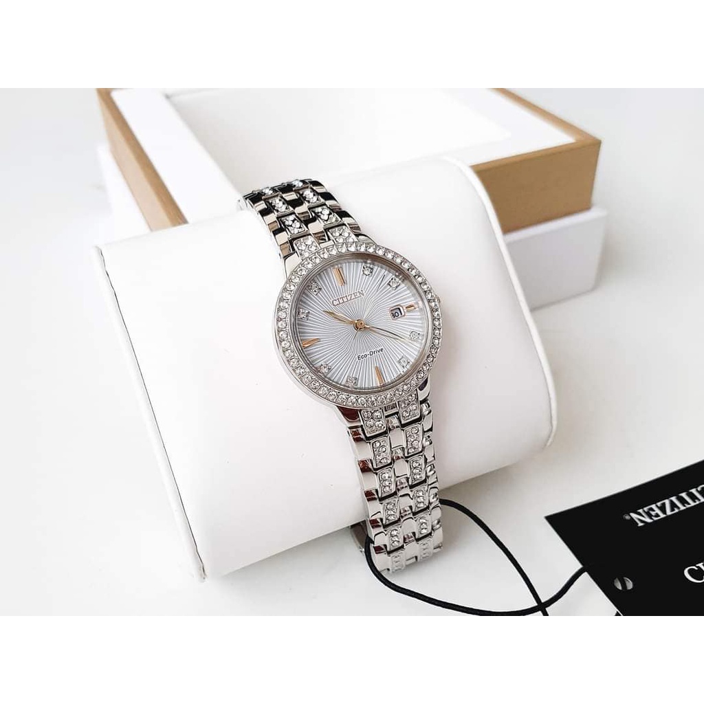 Đồng hồ nữ cao cấp Citizen Eco-Drive EW2340-58A Crystal Accent Silver-Ton chính hãng