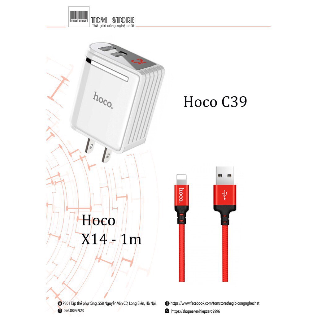 Bộ Sạc Cáp Hoco Dành Cho IPhone, Samsung,..Hoco C39 Và Hoco X14 -Hàng phân phối chính hãng