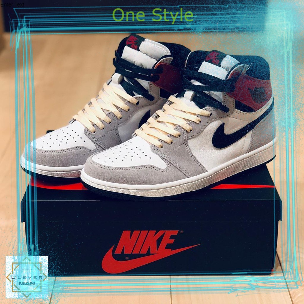 Giày thể thao AIR JORDAN 1 Retro High Light Smoke Grey xám tai đỏ cao cổ