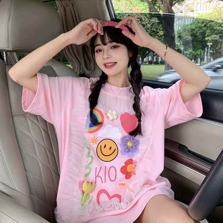 Áo Thun Tay Ngắn In Hình Hoa Tulip Thời Trang Dành Cho Nữ