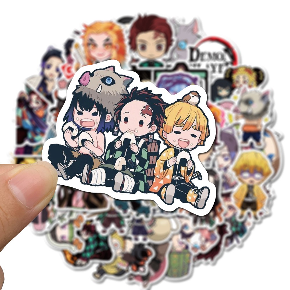 Set 50 sticker hình nhân vật Anime Demon Slayer: Kimetsu no Yaiba trang trí thủ công