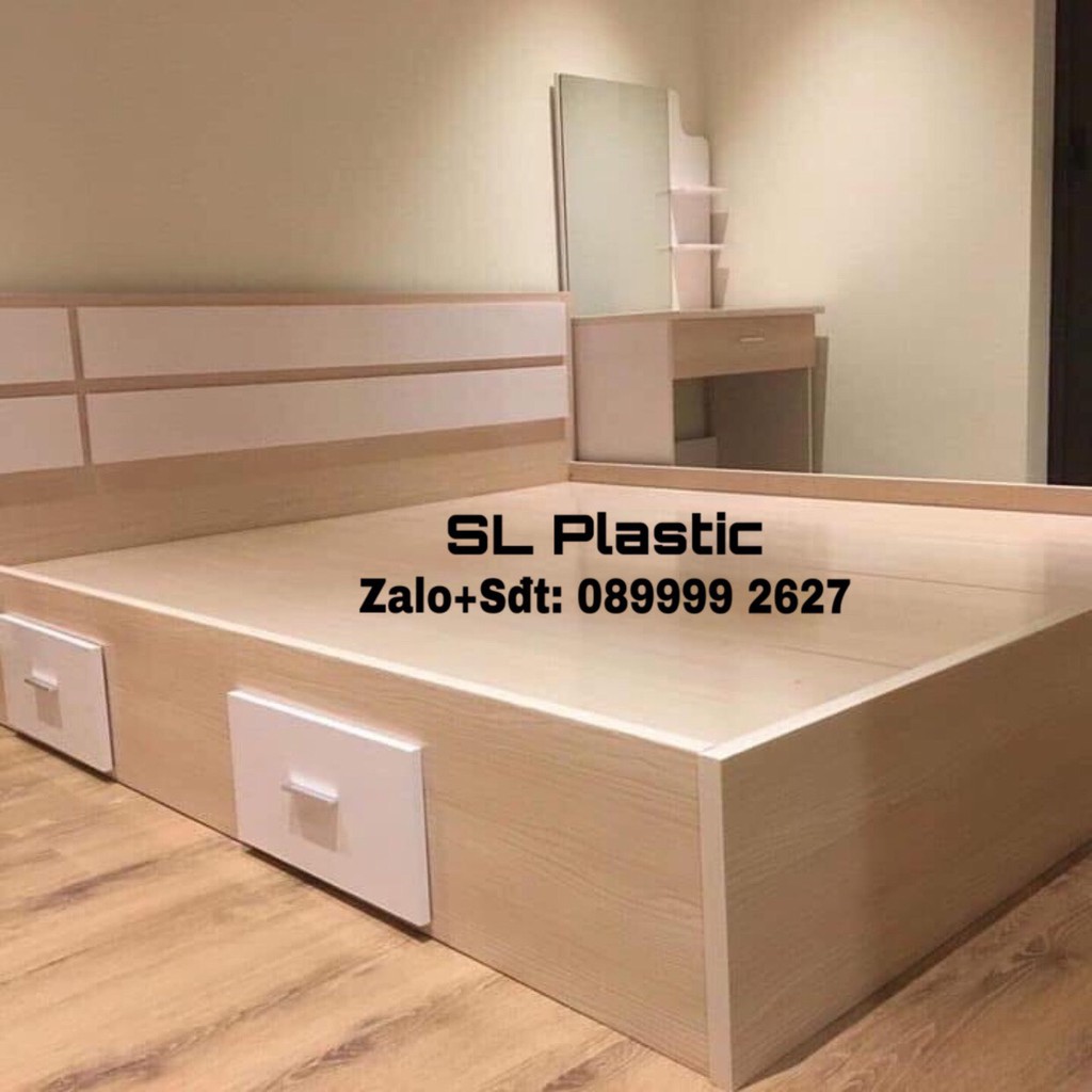 giường nhựa đài loan dán chỉ cực đẹp-giường ngủ đẹp