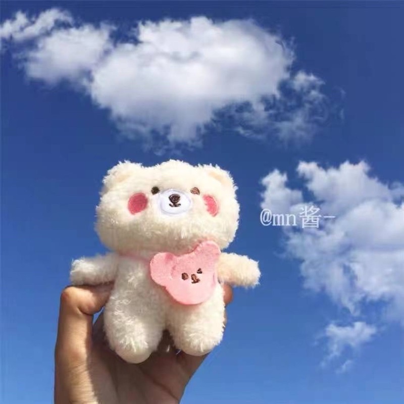 Móc khóa Gấu Bông Tim Hồng Dễ Thương Treo Balo Túi Xách Phụ Kiện Gấu Bông Mini Treo Trang Trí