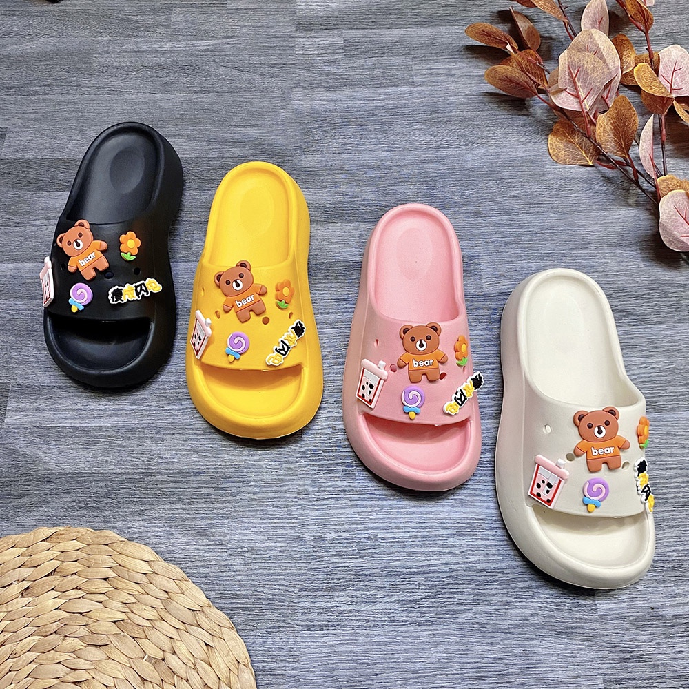 Dép bánh mì màu sắc mùa hè icon gấu đáng iu xinh xắn - TT432