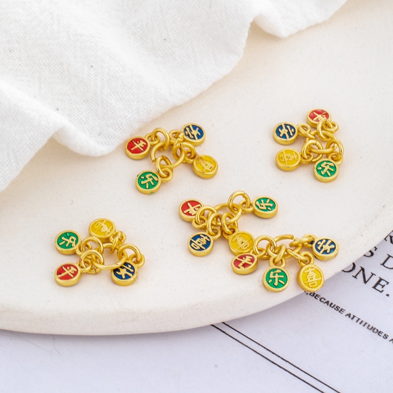 Mặt Dây Chuyền/Vòng Tay/Dây Chuyền Hình Nhân Vật Joyful Màu Vàng 18k diy Bằng Đồng 4mm