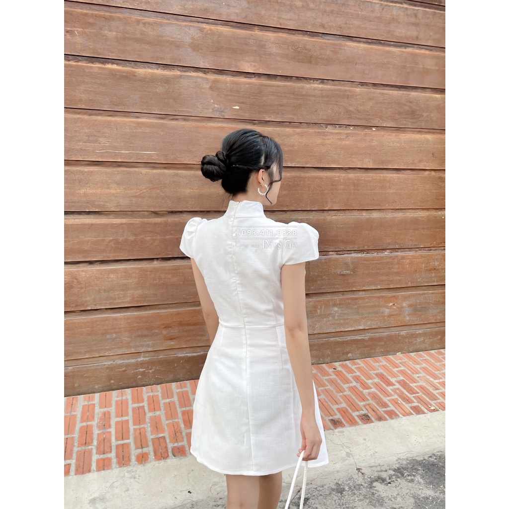 Đầm  dự tiệc phá cách từ áo dài,  đan nơ ruy băng ngang ngực sang trọng DG4268