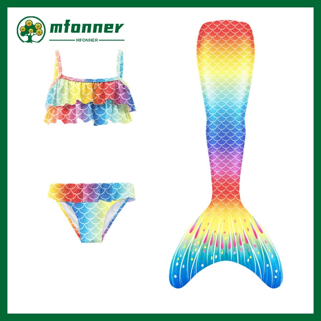 Set 3 Món Đồ Bơi Đuôi Cá Nhiều Màu Sắc Cho Bé Gái