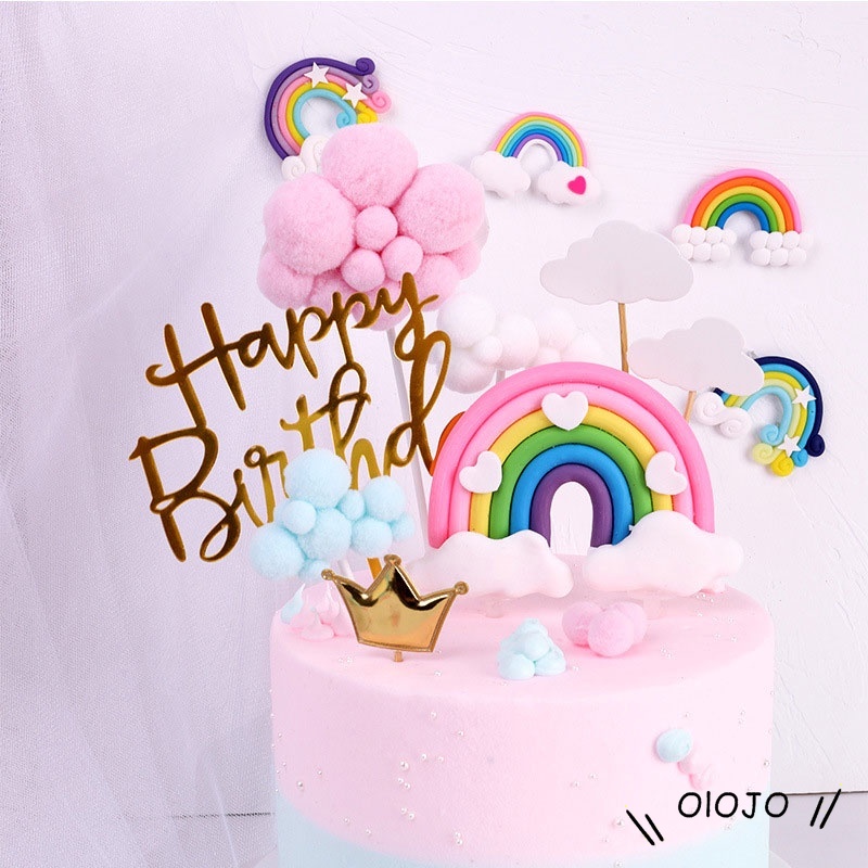 Phụ Kiện Trang Trí Bánh Kem Hình Cầu Vồng Xinh Xắn