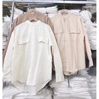 Áo sơ mi linen cổ tàu pth