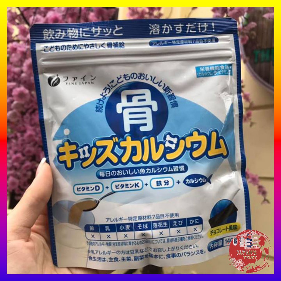 Canxi cá tuyết Nhật Bản hỗ trợ tăng chiều cao cho bé Calcium for kids túi 140g bổ sung canxi vị cacao