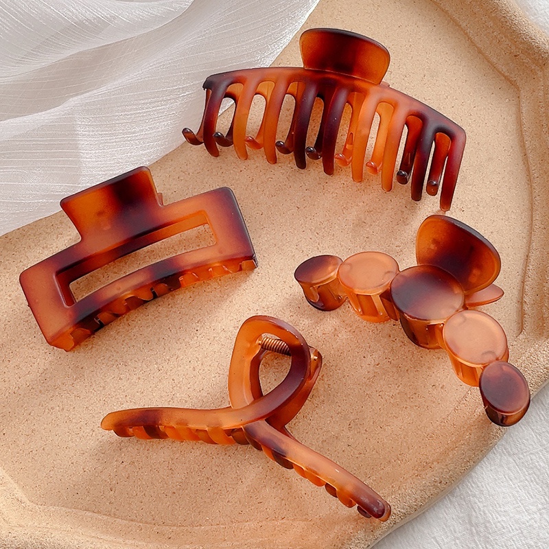 Kẹp Tóc Chống Trượt Bằng Acrylic Màu Hổ Phách Thời Trang Hàn Quốc