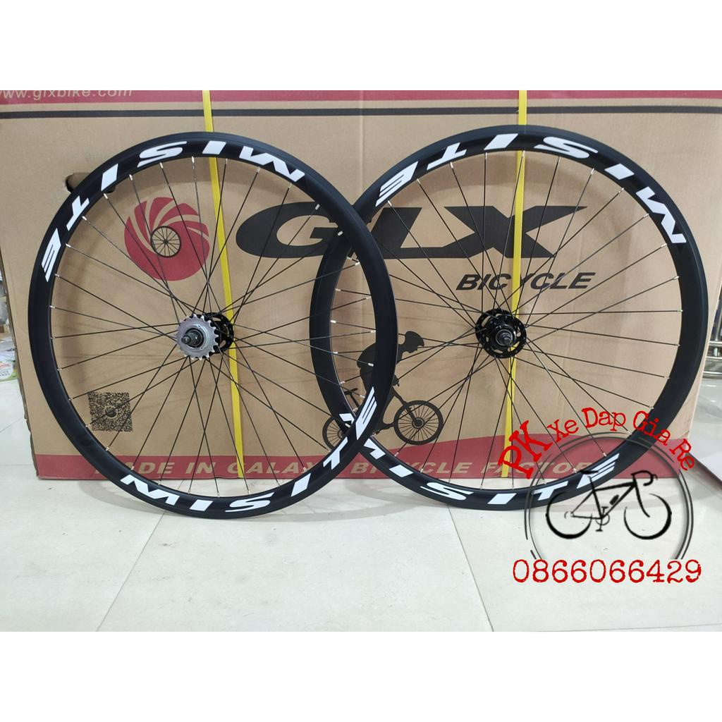 Bộ vành xe dạp Fixed Gear kèm líp hàng cao cấp, Vành Fixed Gear chạy bạc đạn siêu bon bản vành cao 4cm