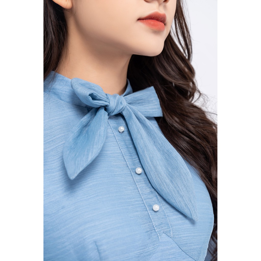 Đầm tơ cổ nơ YODY vải lụa siêu xinh-VDN4098 | BigBuy360 - bigbuy360.vn