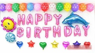 Set bóng Happy birthday cá heo- 01