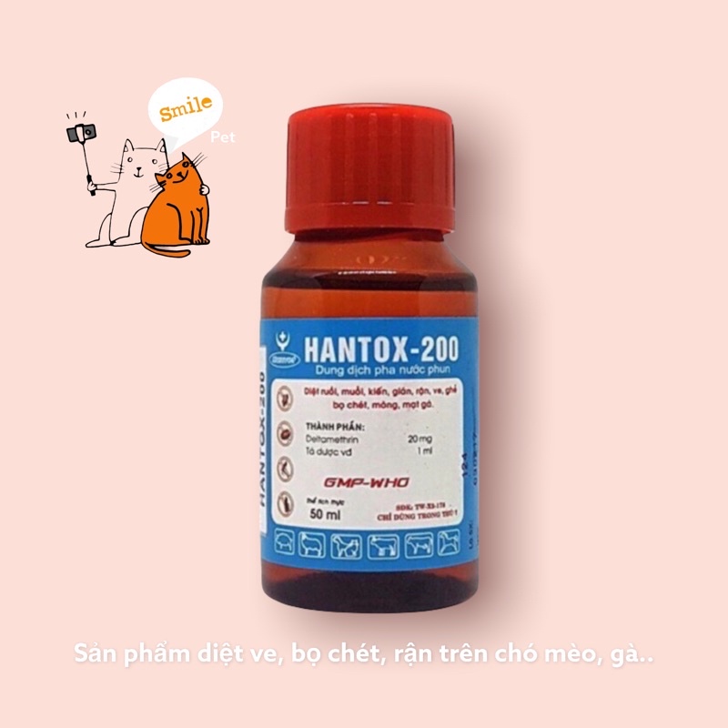 HANTOX 200 - 50ml diệt Ve Chó, Bọ Chét, Rận,Ruồi, Mũi,...
