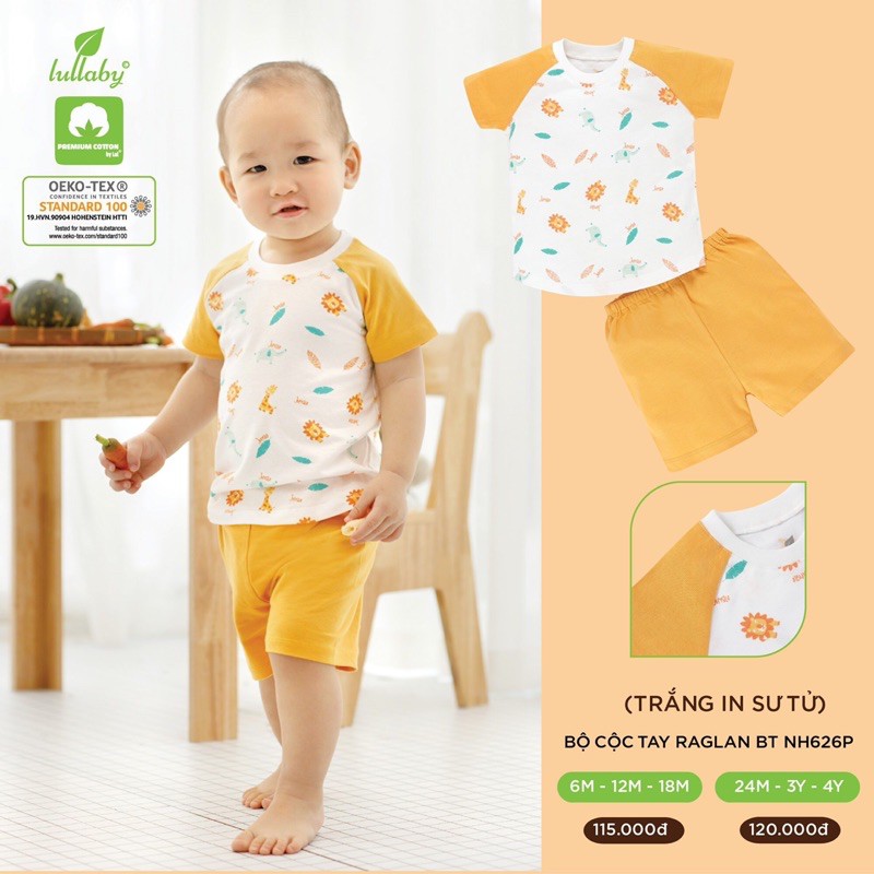 Bộ cộc tay Raglan bé trai Lullaby NH626P (Sz 6m-4y)