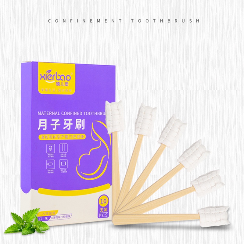 Hộp 10 gạc rơ lưỡi vệ sinh răng miệng cho bé, que rơ lưỡi trẻ em tiện lợi