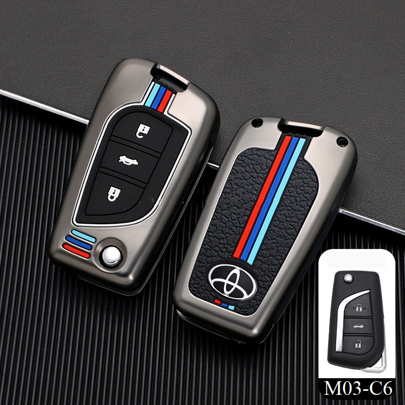 Vỏ ốp khoá xe hơi - Bọc chìa smartkey ô tô Toyota Hilux, Innova, Altis 2015~2018 khoá gập